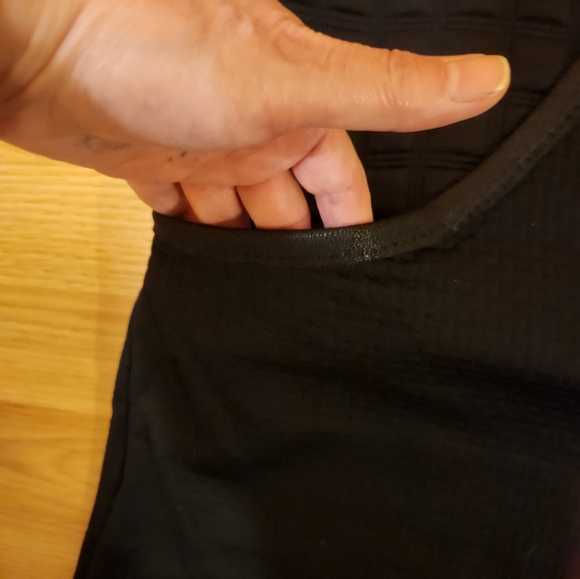 Max Studio medium little black dress with leather like trim and side pockets - Picture 3 of 4